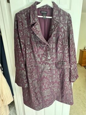 Lane Bryant Gothic Brocade Long Coat – Size 18W (Grey & Wine)